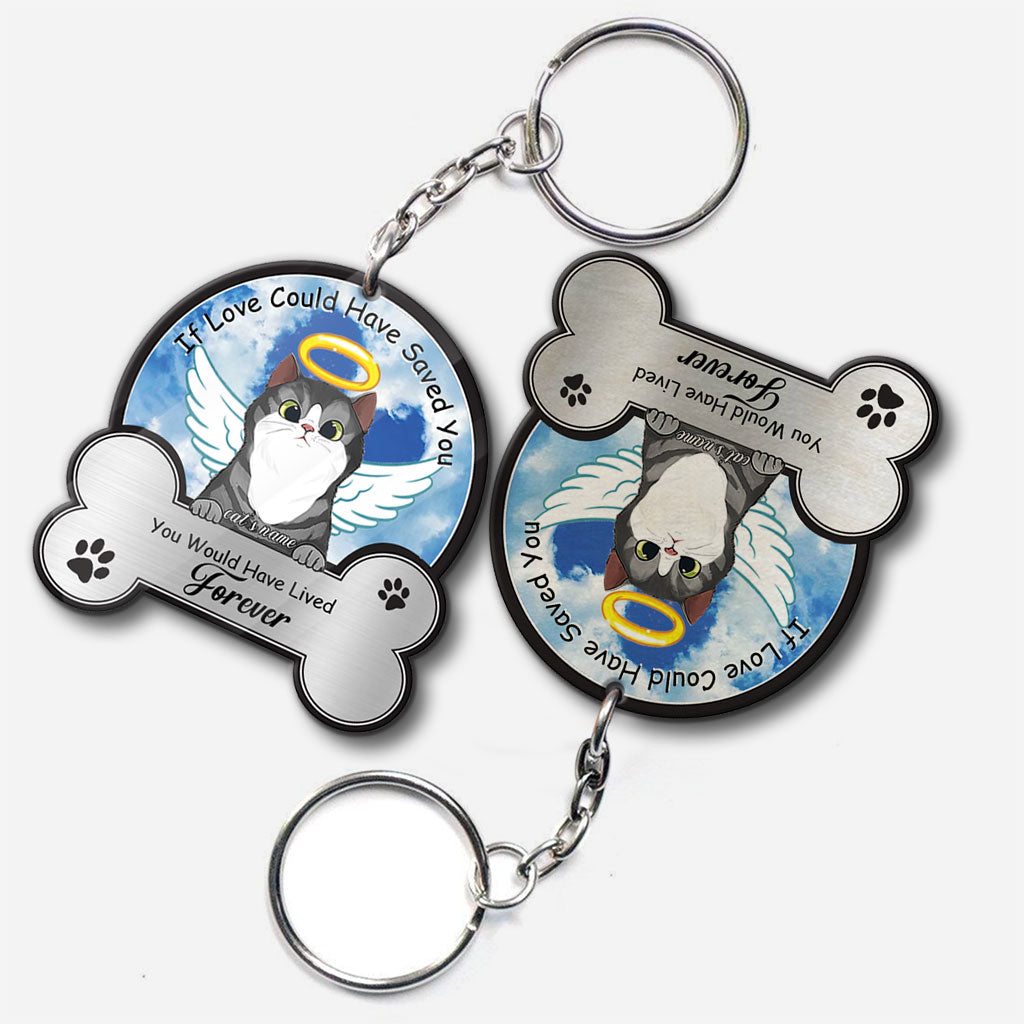 Wenn Liebe dich hätte retten können – Personalisierter Katzen-Schlüsselanhänger (beidseitig bedruckt)