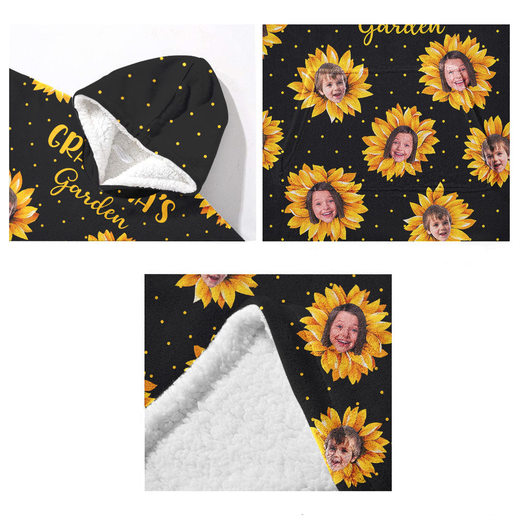 Omas Garten – Personalisierte Oma-Decke mit Kapuze zum Muttertag