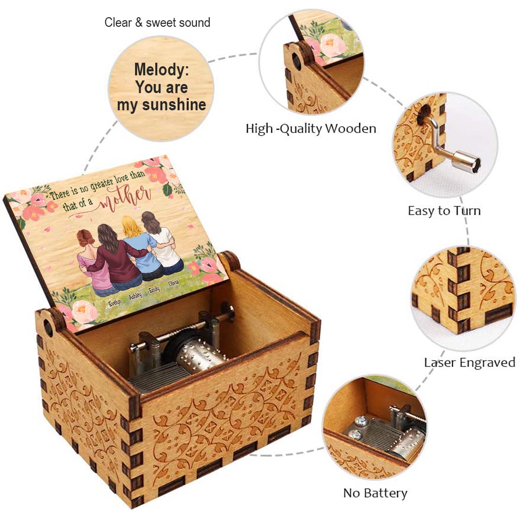 Größere Liebe – Personalisierte Muttertags-Spieluhr mit Handkurbel