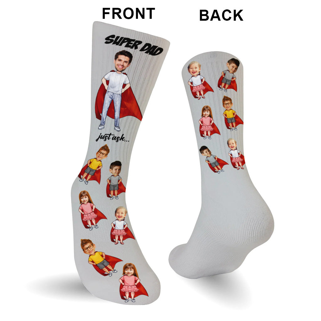 Super-Papa, Super-Mama – Geschenk für Papa und Mama – Personalisierte Socken