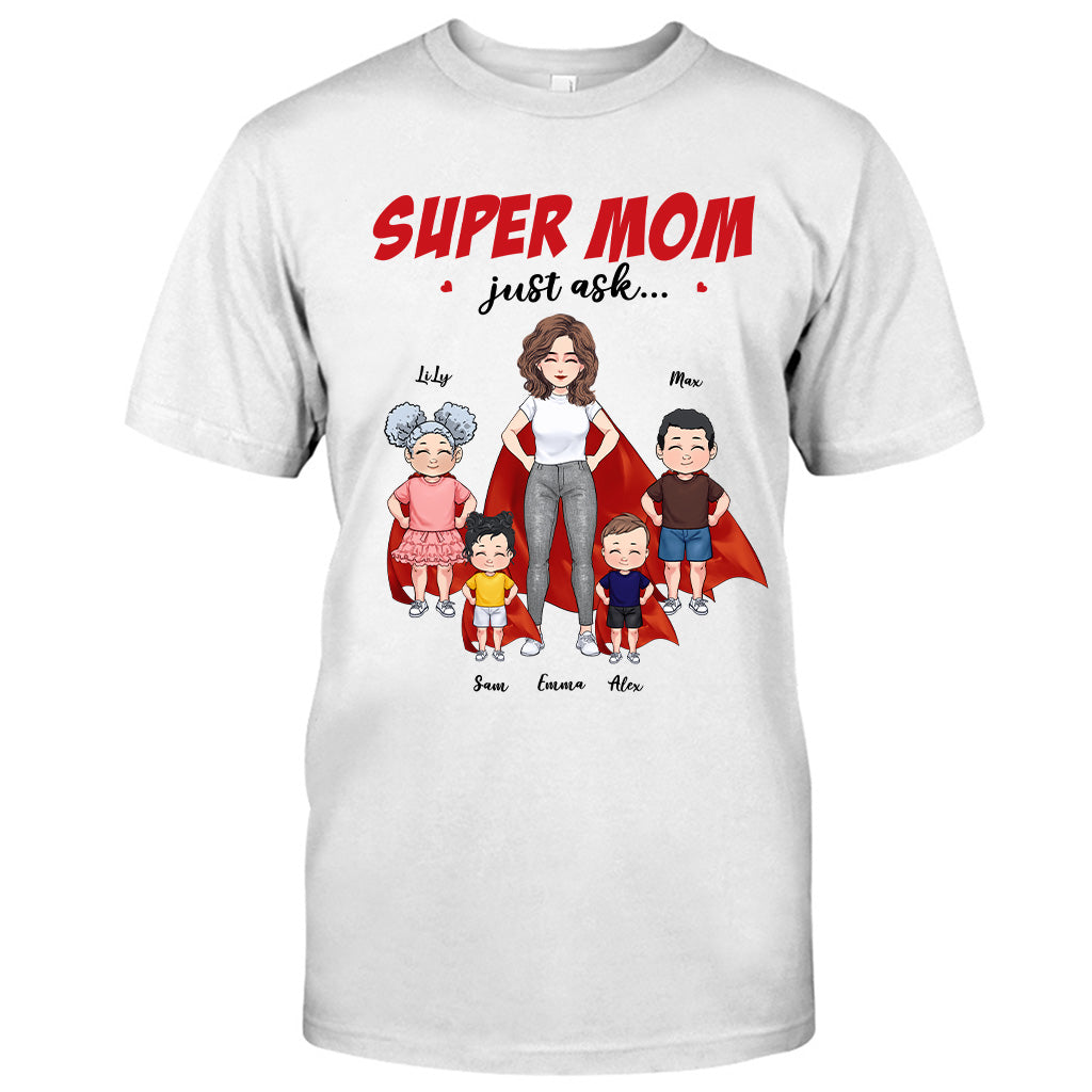 Supermama – Geschenk für Mama und Oma – Personalisiertes T-Shirt und Hoodie