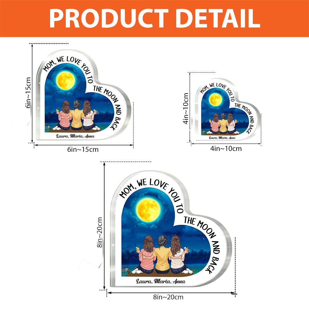 Mond und zurück – Geschenk für Mama, Oma – Personalisierte Acrylplakette in individueller Form