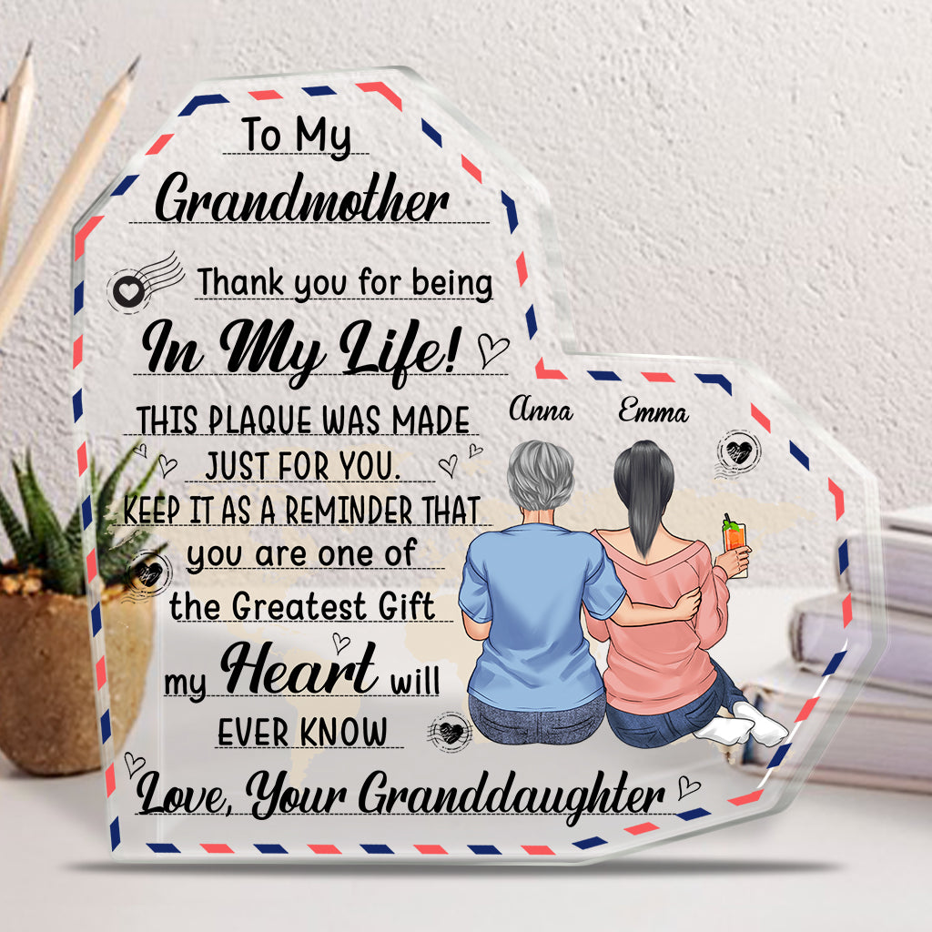 An meine Großmutter – Geschenk für Mama, Oma, Tante – Personalisierte Acrylplakette in individueller Form