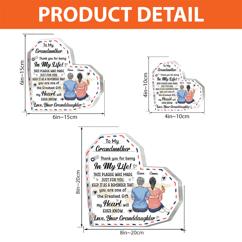 An meine Großmutter – Geschenk für Mama, Oma, Tante – Personalisierte Acrylplakette in individueller Form