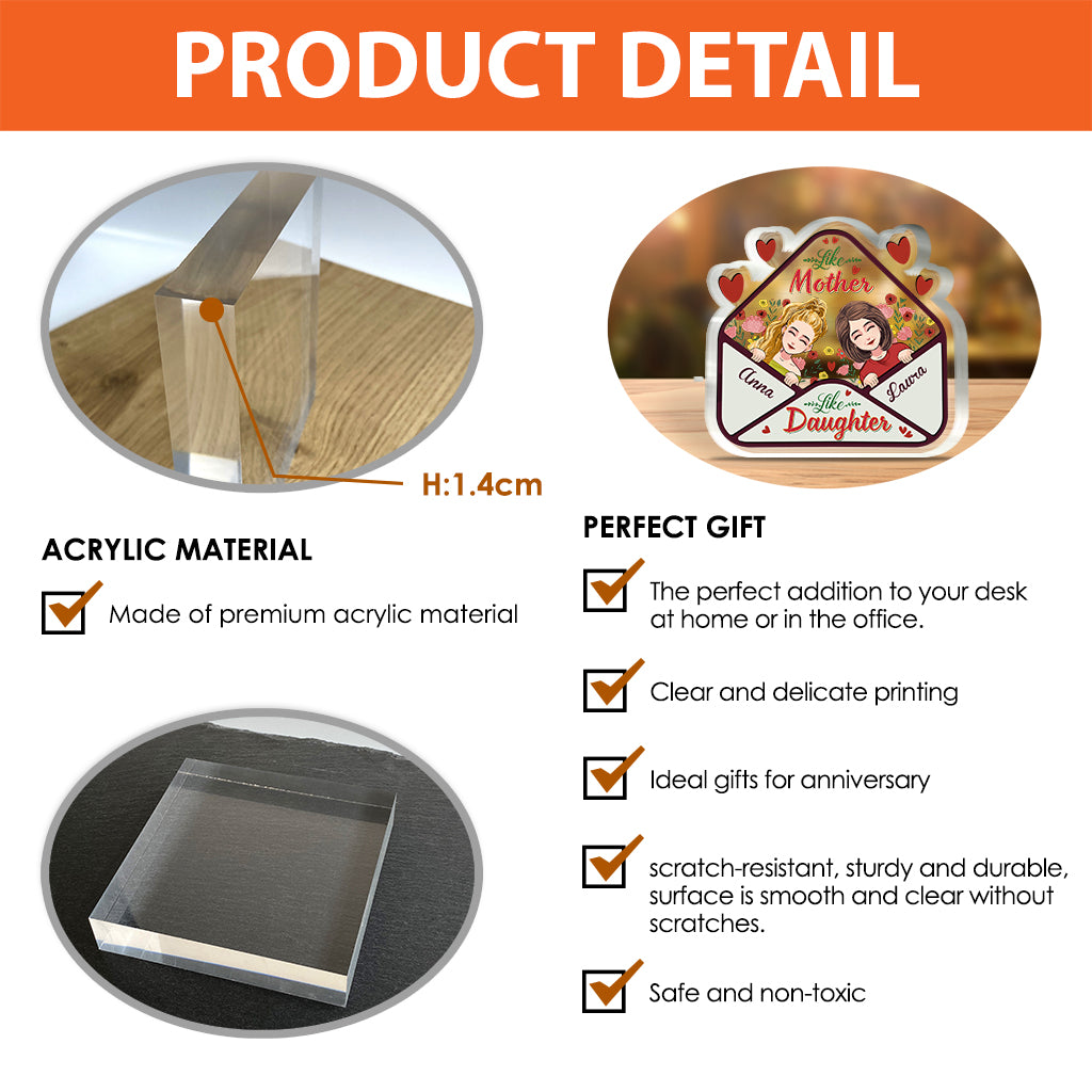 Wie die Mutter – Geschenk für Mama, Tochter, Sohn – Personalisierte Acrylplakette in individueller Form