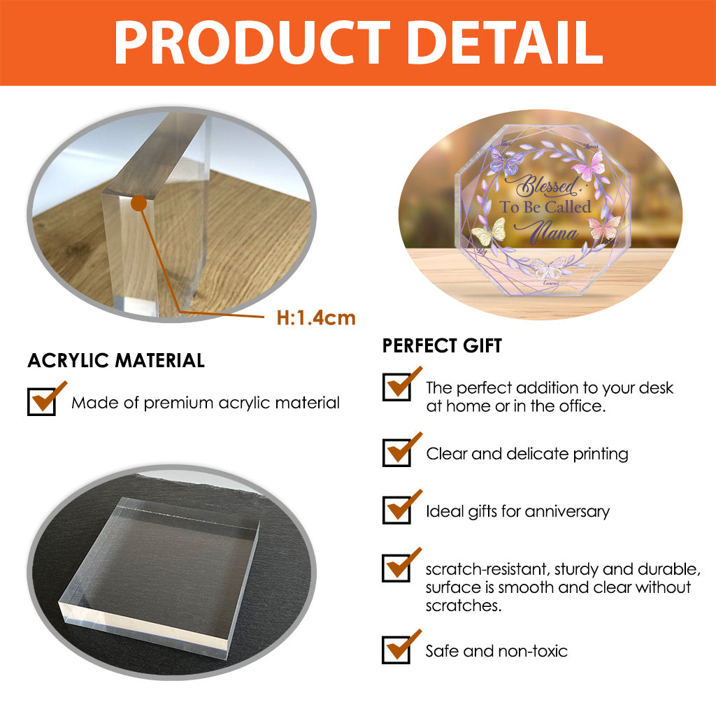 Blessed To Be Called - Personalized Grandma Custom Shaped Acrylic Plaque