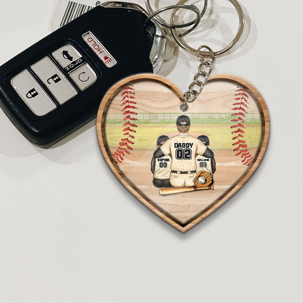 Gott hat einen Homerun geschlagen – Personalisierter Baseball-Schlüsselanhänger zum Vatertag (beidseitig bedruckt)