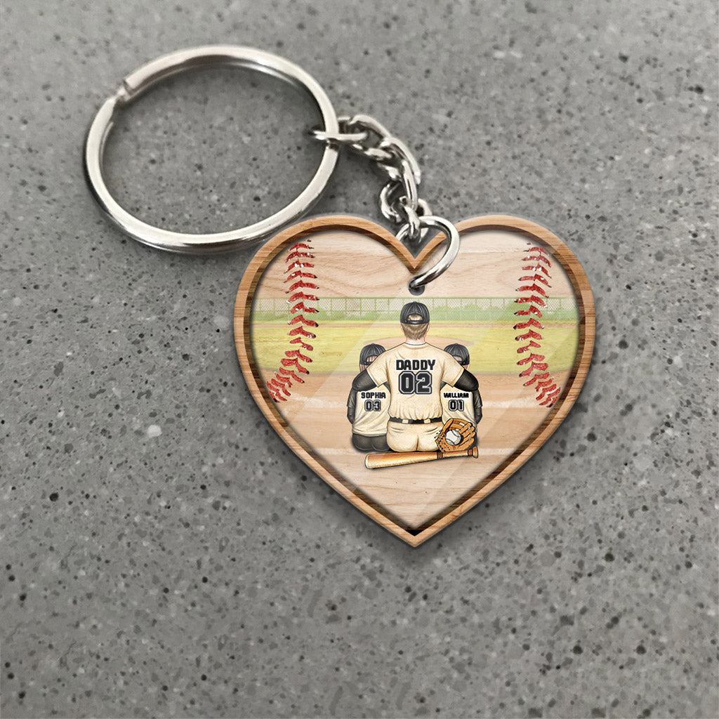 Gott hat einen Homerun geschlagen – Personalisierter Baseball-Schlüsselanhänger zum Vatertag (beidseitig bedruckt)
