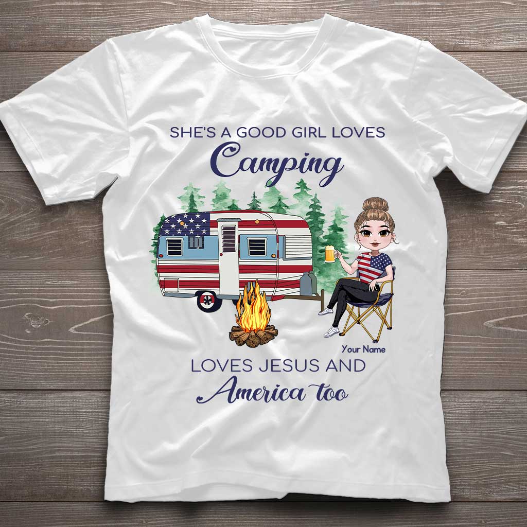She's A Good Girl Loves Camping - Personalized Independence Day T-shirt and Hoodie