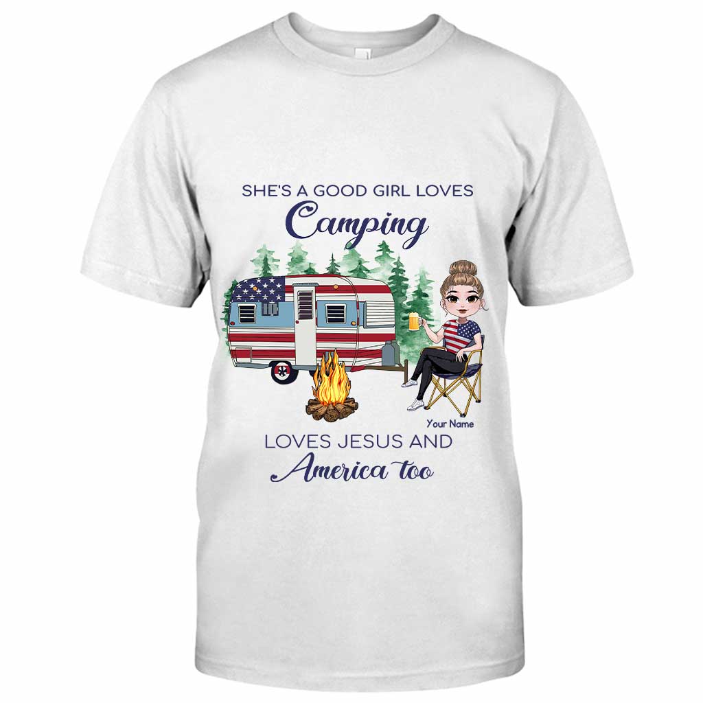 She's A Good Girl Loves Camping - Personalized Independence Day T-shirt and Hoodie