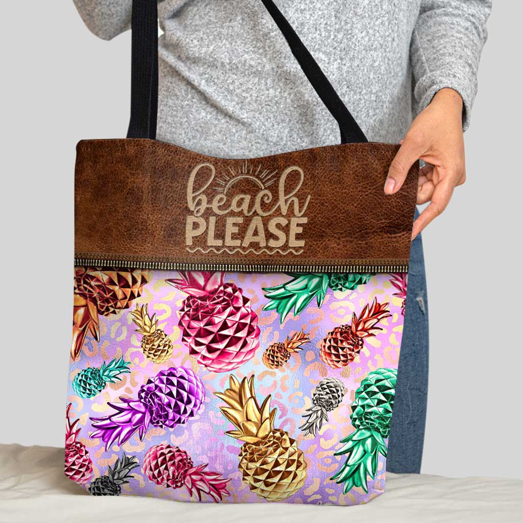 Strand bitte! Bunte Ananas-Leoparden-Tasche – Personalisierte Tragetasche für Meeresliebhaber