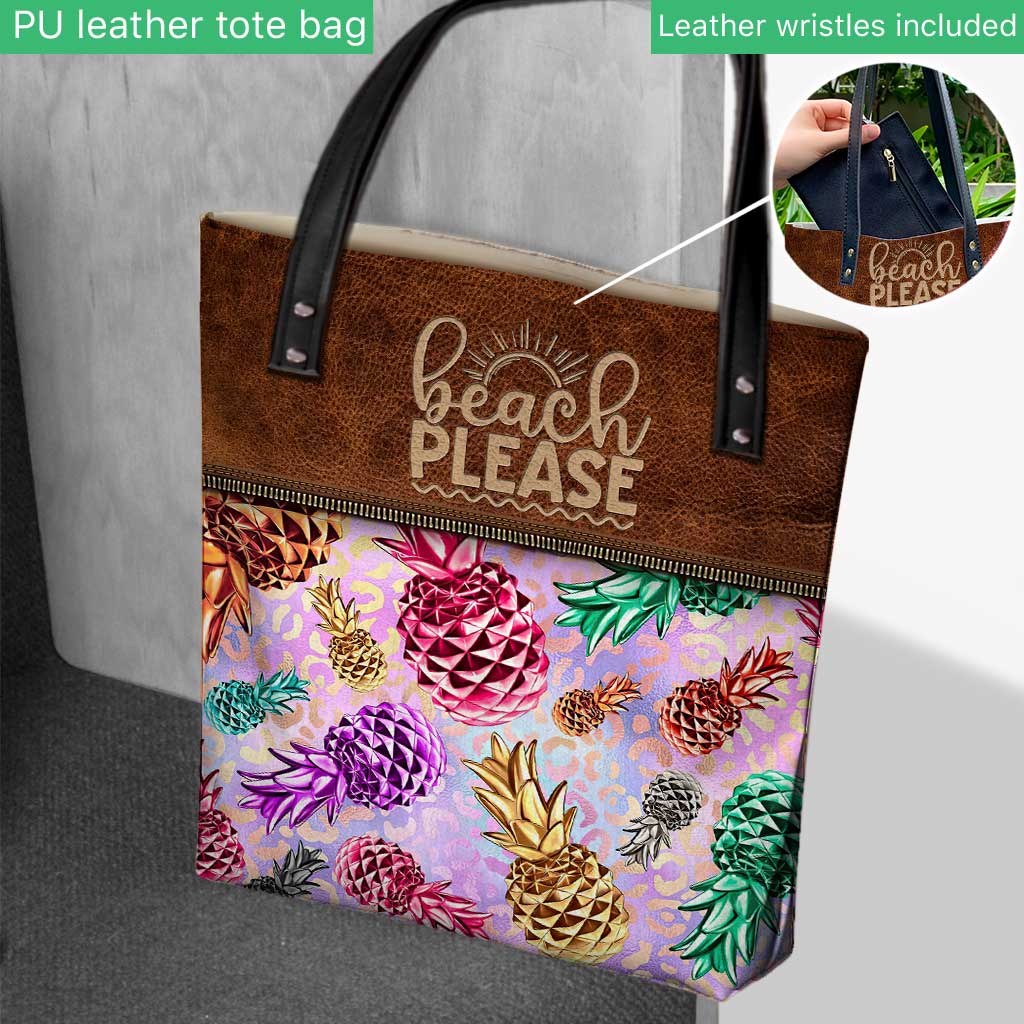 Strand bitte! Bunte Ananas-Leoparden-Tasche – Personalisierte Tragetasche für Meeresliebhaber