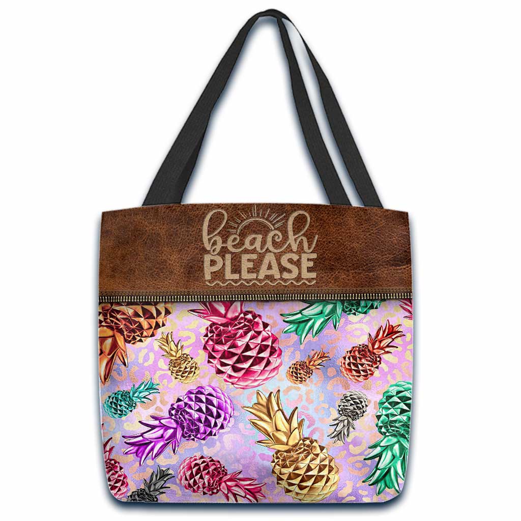 Strand bitte! Bunte Ananas-Leoparden-Tasche – Personalisierte Tragetasche für Meeresliebhaber