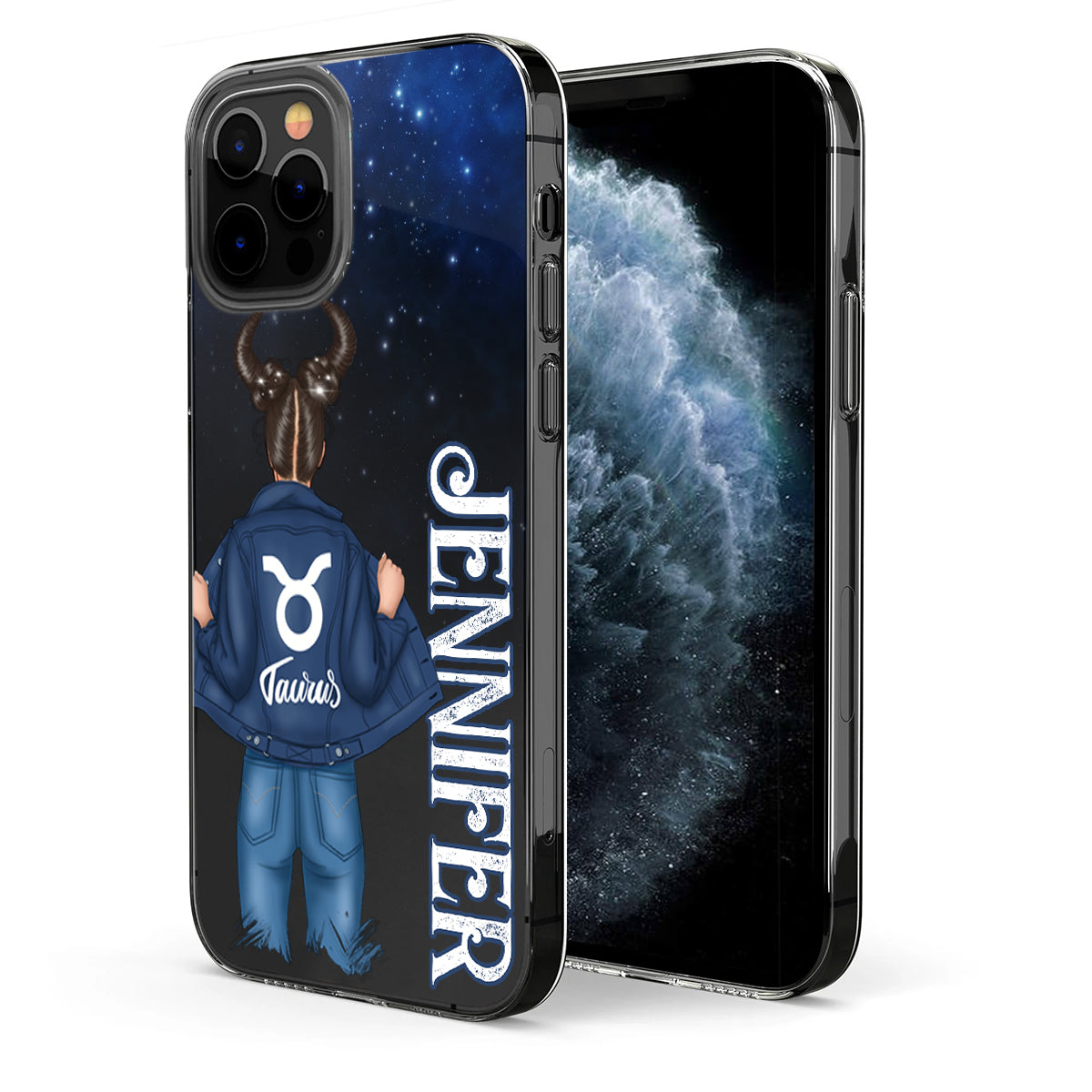Zodiac Denim Girl - Personalized Horoscope Clear Phone Case