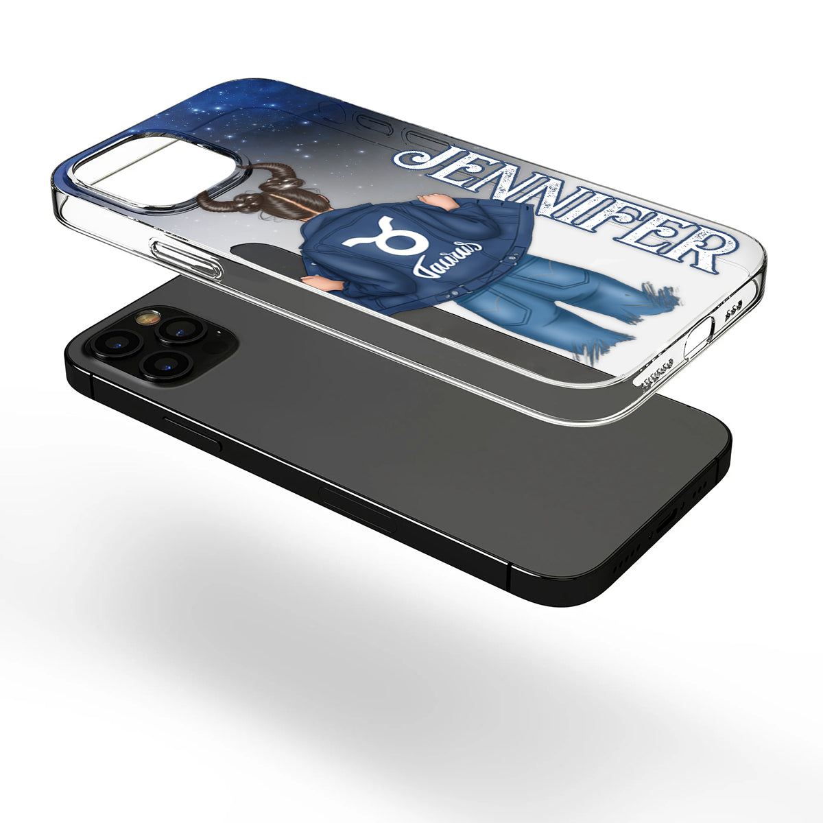 Zodiac Denim Girl - Personalized Horoscope Clear Phone Case