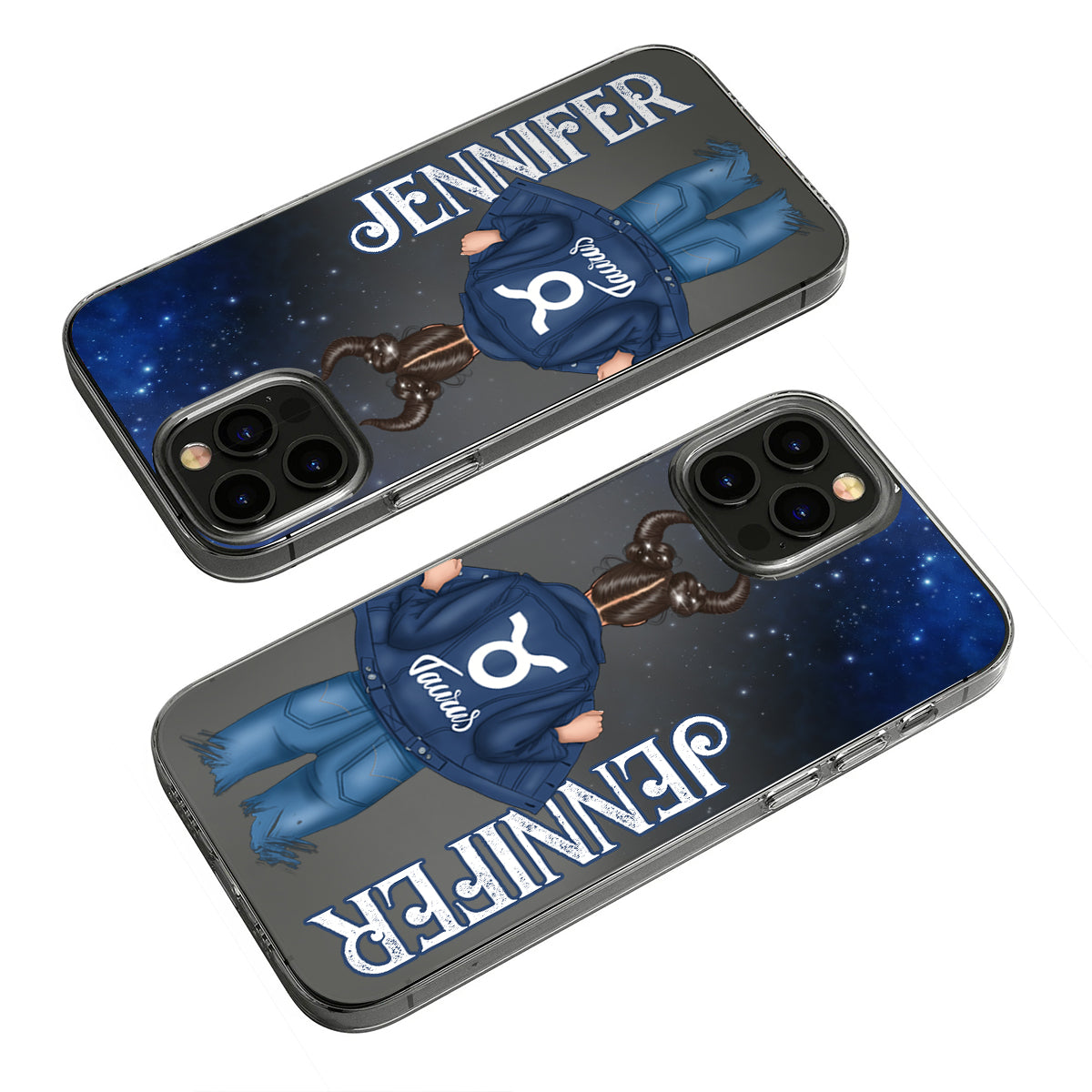 Zodiac Denim Girl - Personalized Horoscope Clear Phone Case
