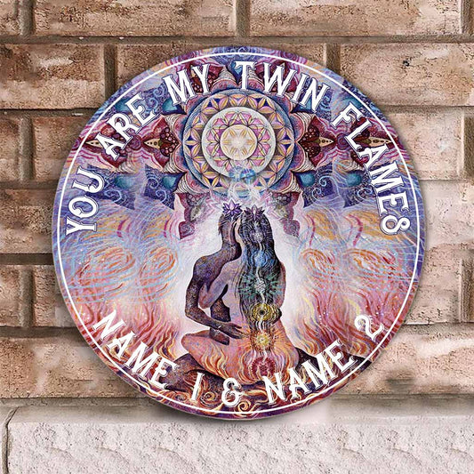 Rundes Holzschild „Du bist meine Zwillingsflamme“