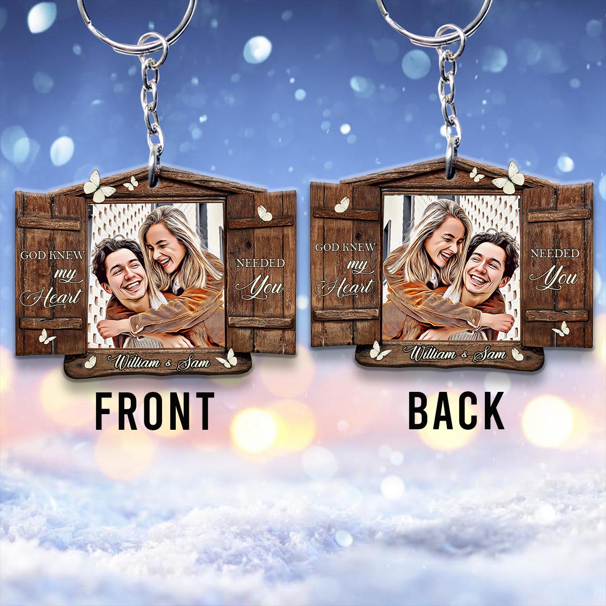 Gott kannte mein Herz – Personalisierter Schlüsselanhänger für Paare