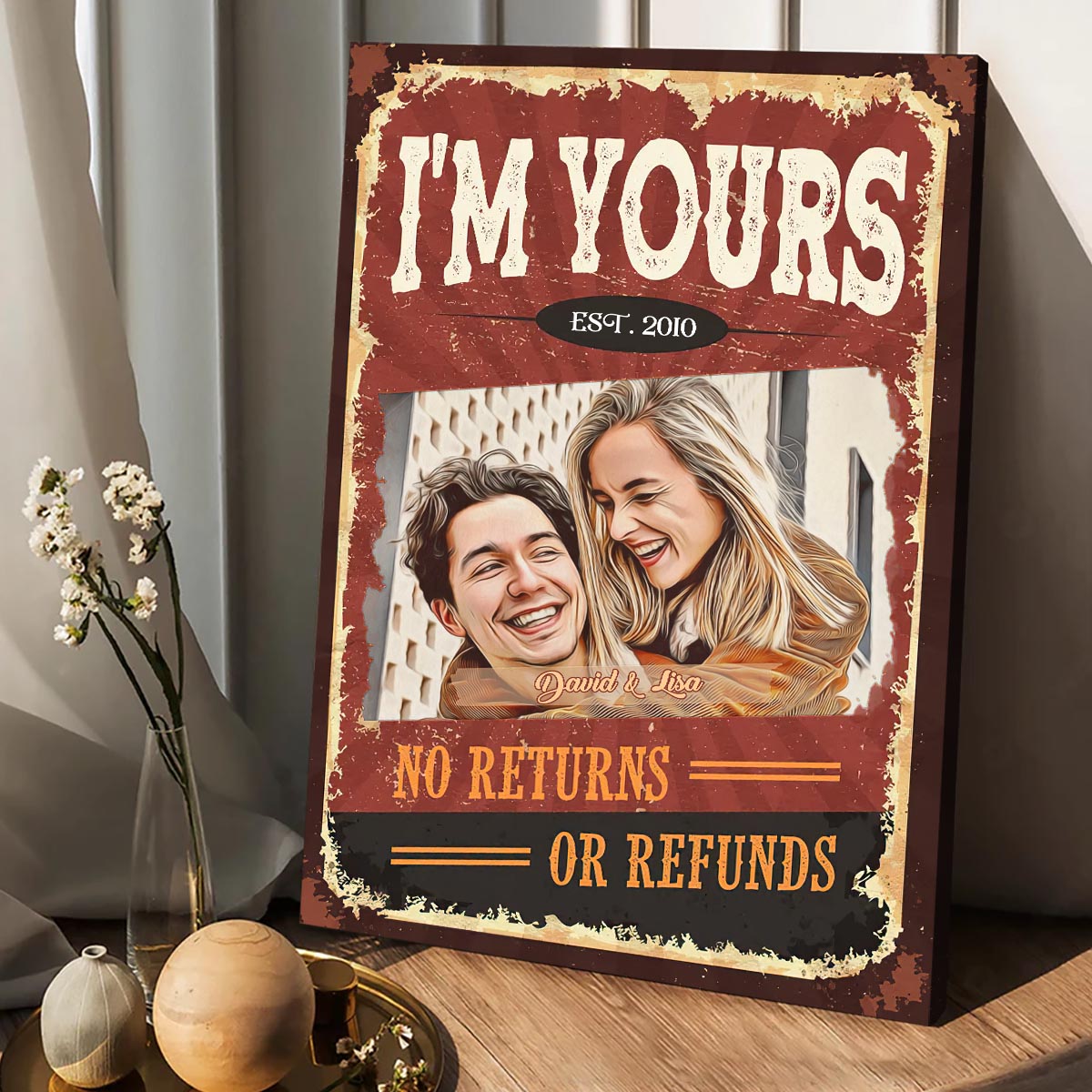 Ich gehöre dir – Personalisierte Leinwand und Poster für Paare