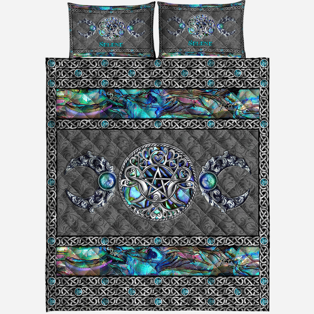 Mystery Spirit Triple Moon – Personalisierte Hexen-Quilt-Set mit 3D-Musterdruck