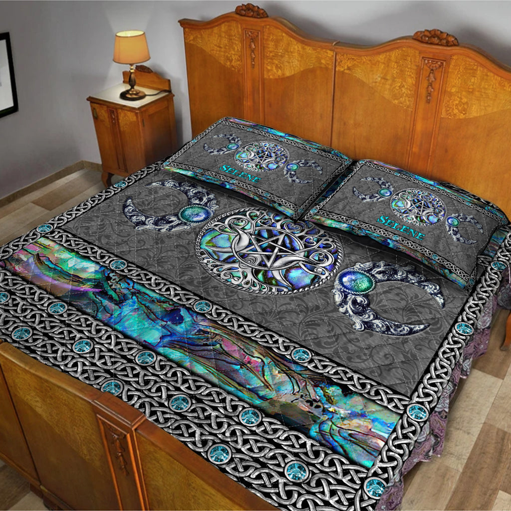 Mystery Spirit Triple Moon – Personalisierte Hexen-Quilt-Set mit 3D-Musterdruck