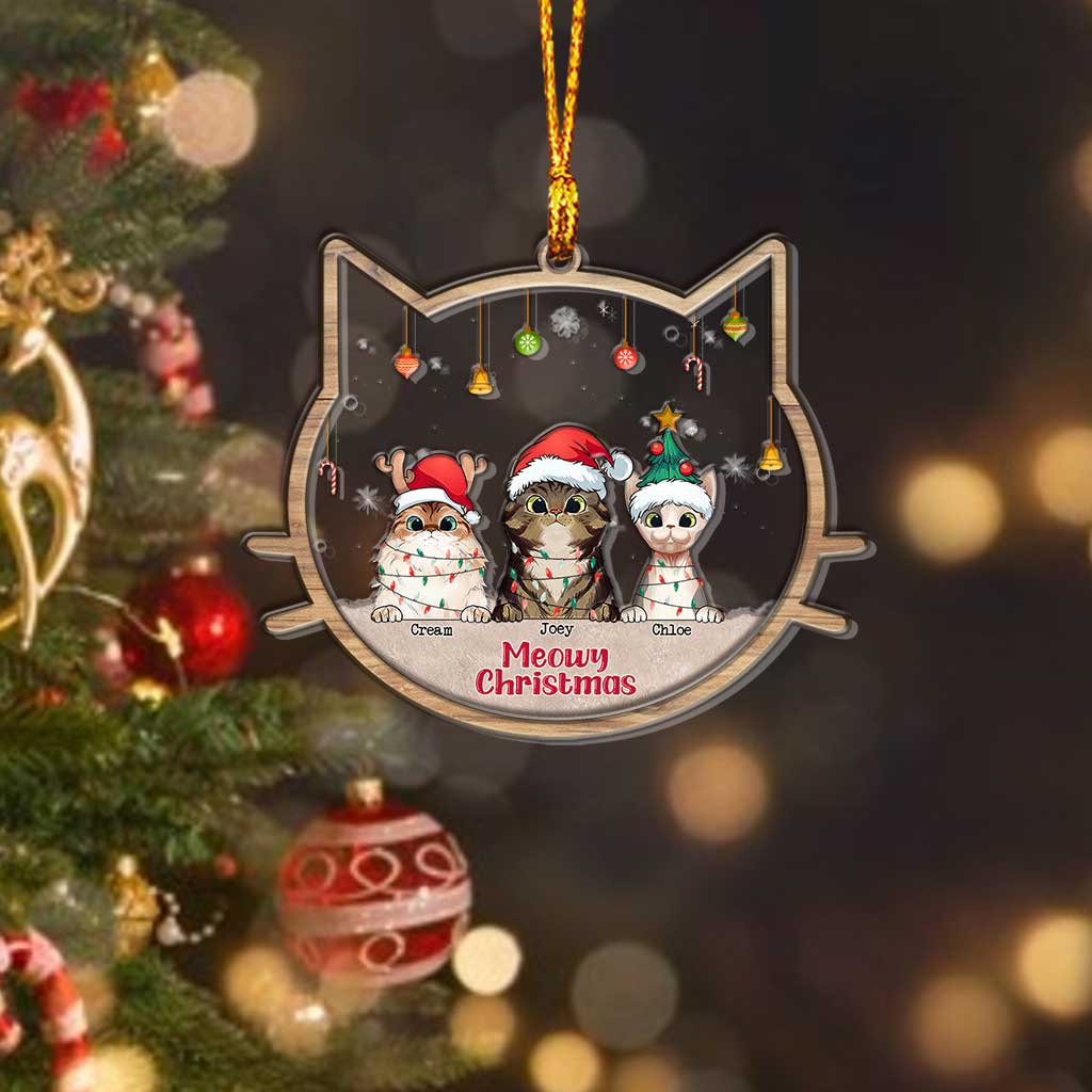 Meowy Christmas - Personalized Christmas Cat Layers Mix Ornament