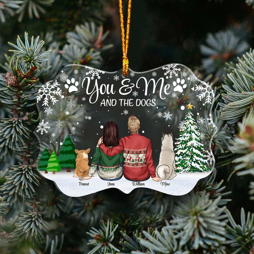 You & Me And The Dogs - Personalized Christmas Transparent Ornament