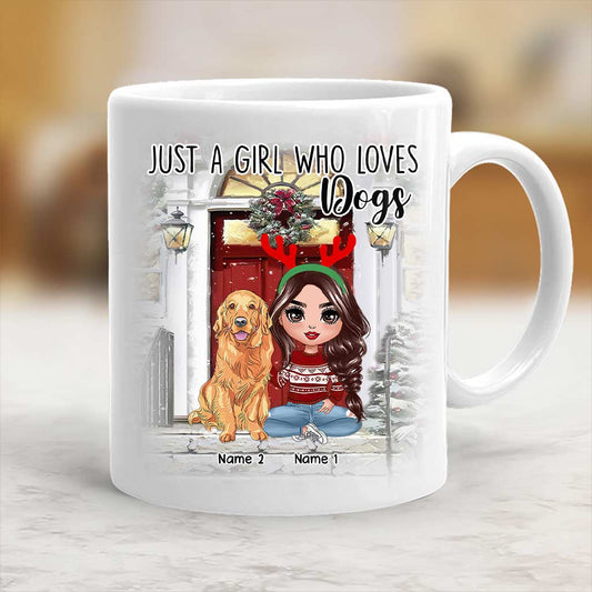 Das Leben ist schöner mit Hunden – personalisierte Weihnachtstasse mit Hundemotiv