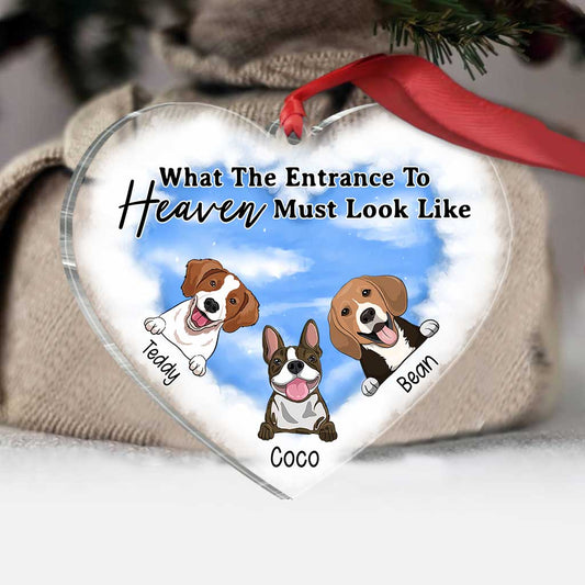What The Entrance To Heaven Must Look Like - Personalized Christmas Dog Transparent Ornament