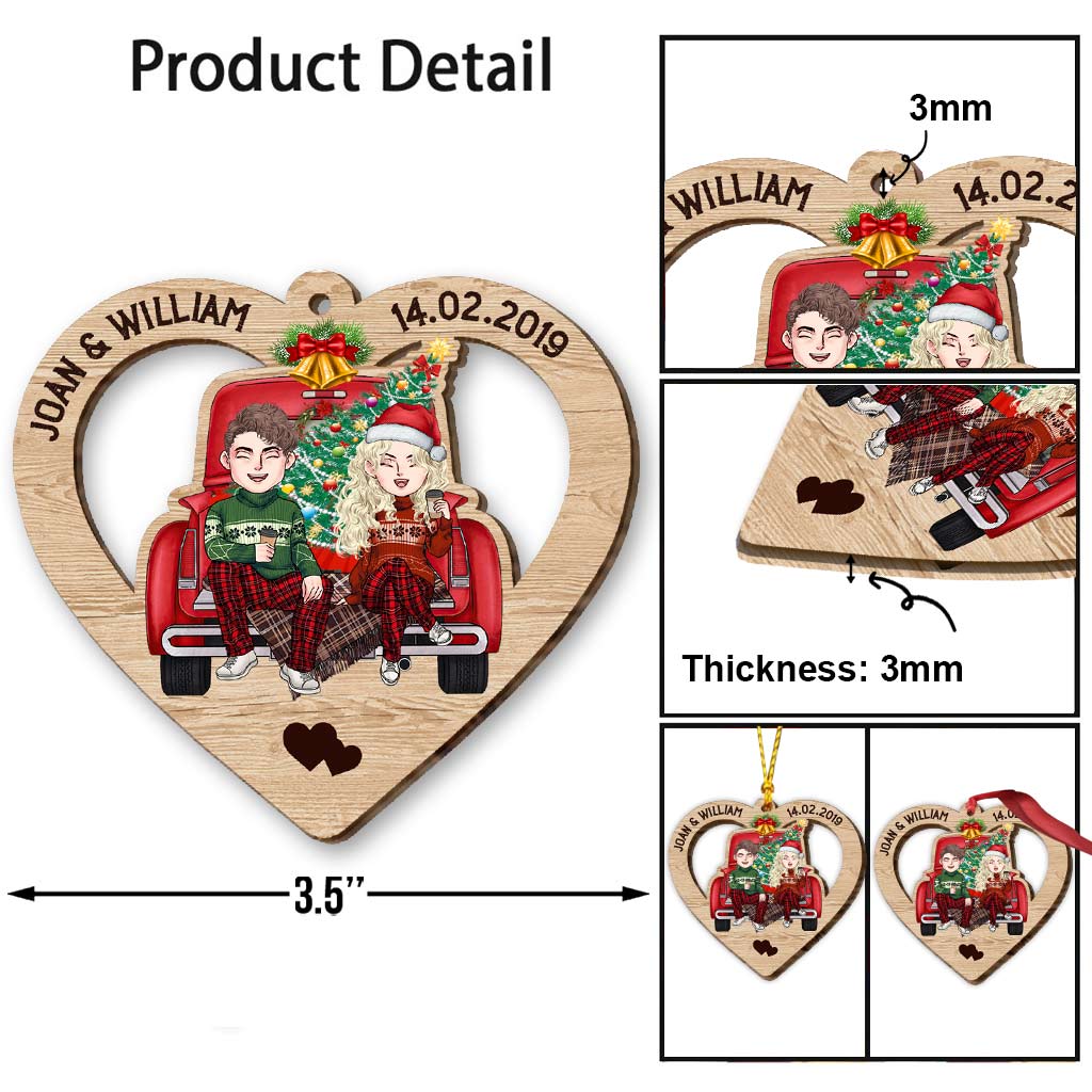 Gott segnete den zerbrochenen Weg – Personalisierter Weihnachtsschmuck für Paare (beidseitig bedruckt)