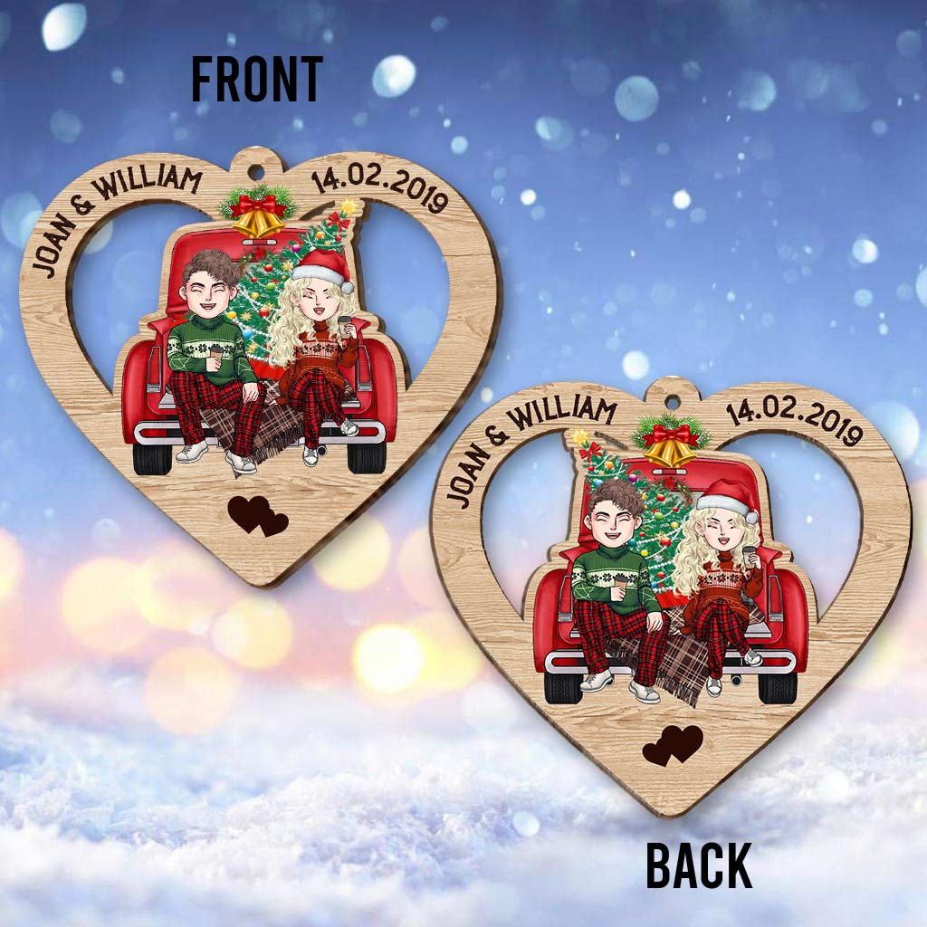 Gott segnete den zerbrochenen Weg – Personalisierter Weihnachtsschmuck für Paare (beidseitig bedruckt)