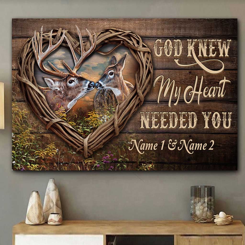 God Knew My Heart Needed You - Personalized Couple Hunting Poster