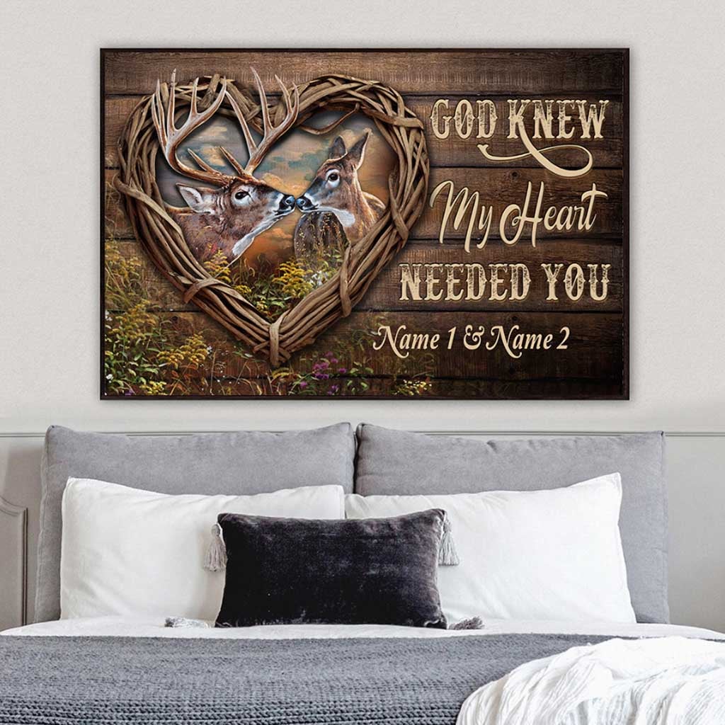 God Knew My Heart Needed You - Personalized Couple Hunting Poster