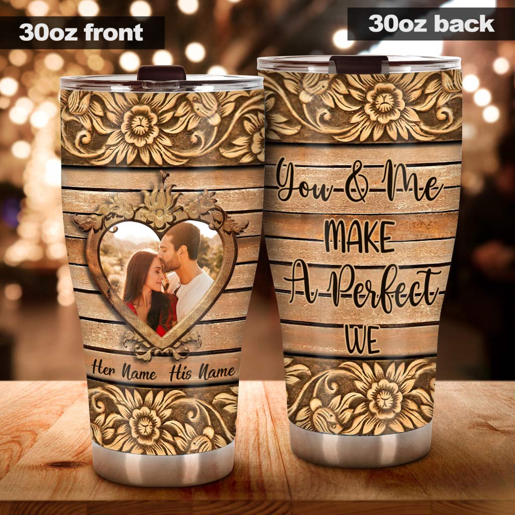 Du und ich – ein perfektes Wir – personalisierter Partner-Trinkbecher mit 3D-Musterdruck