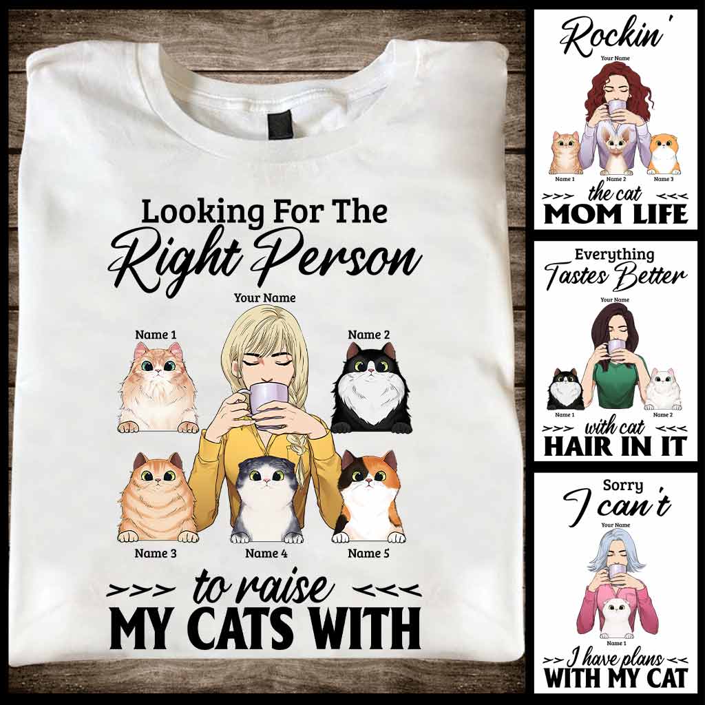 Die richtige Person, um meine Katzen großzuziehen – personalisiertes T-Shirt und Hoodie