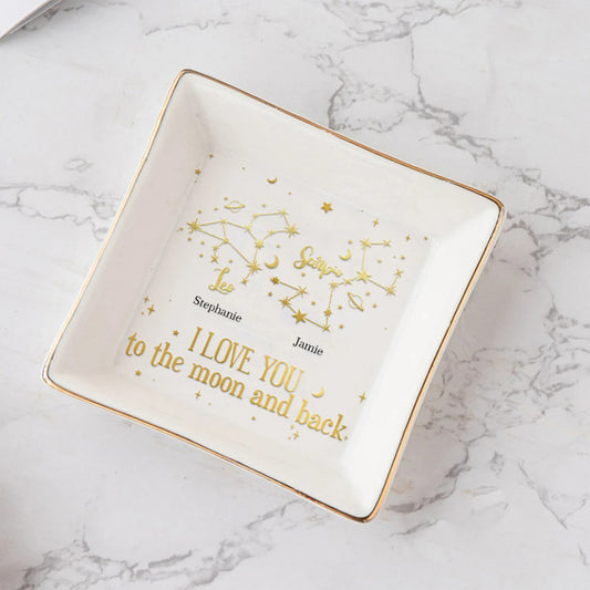 I Love You To The Moon - Personalized Couple Couple Jewelry Dish
