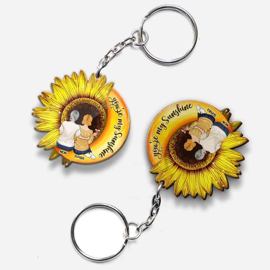 You're My Sunshine - Personalized Mother's Day Mother Keychain (Printed On Both Sides)
