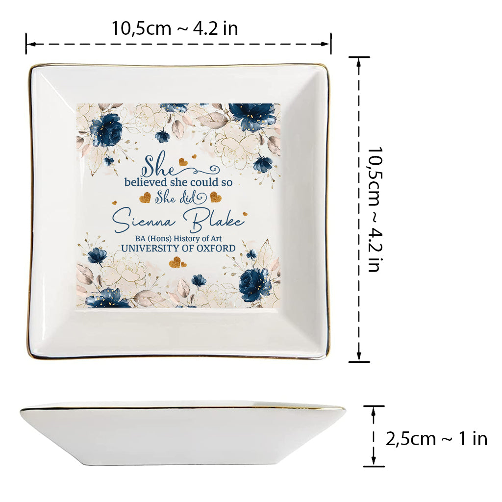 Sie glaubte daran, dass sie es schaffen konnte, und sie schaffte es – personalisierte Schmuckschale für den Schulabschluss
