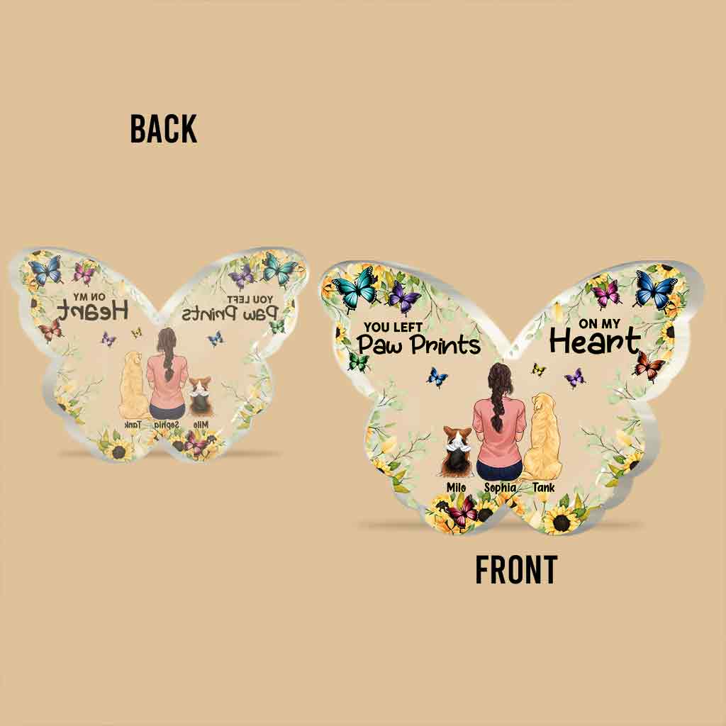 In meinem Herzen – personalisierte Acrylplakette in Hundeform