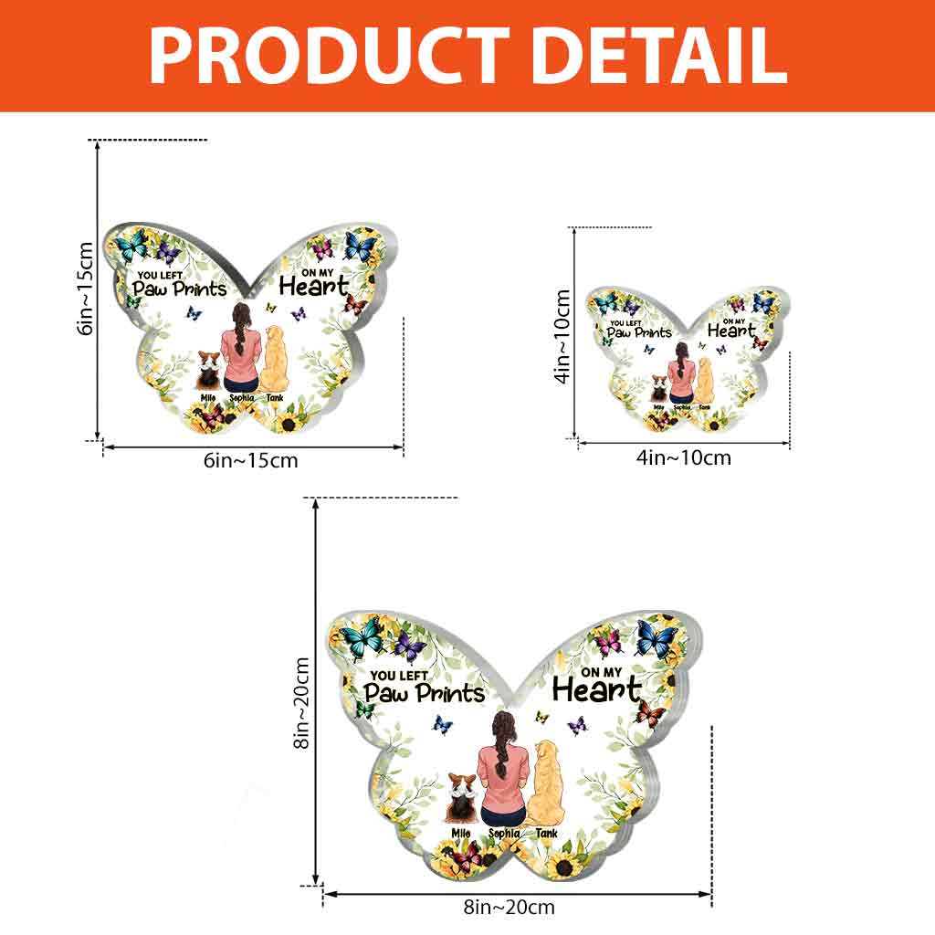 In meinem Herzen – personalisierte Acrylplakette in Hundeform