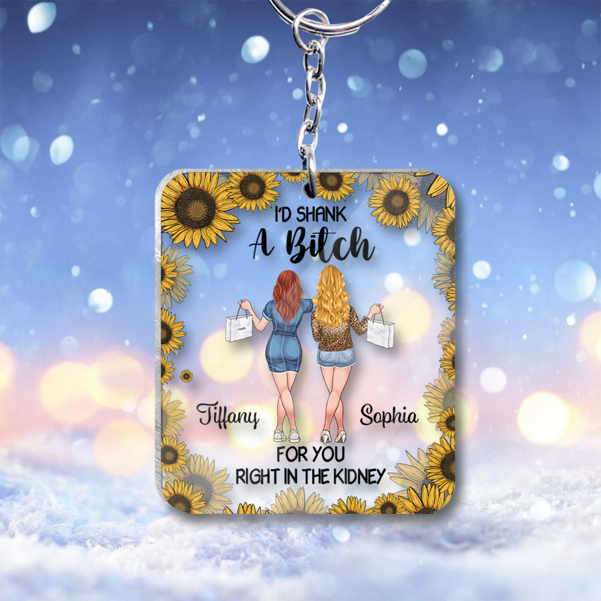 Ich würde für dich töten – Personalisierter transparenter Schlüsselanhänger für deine beste Freundin