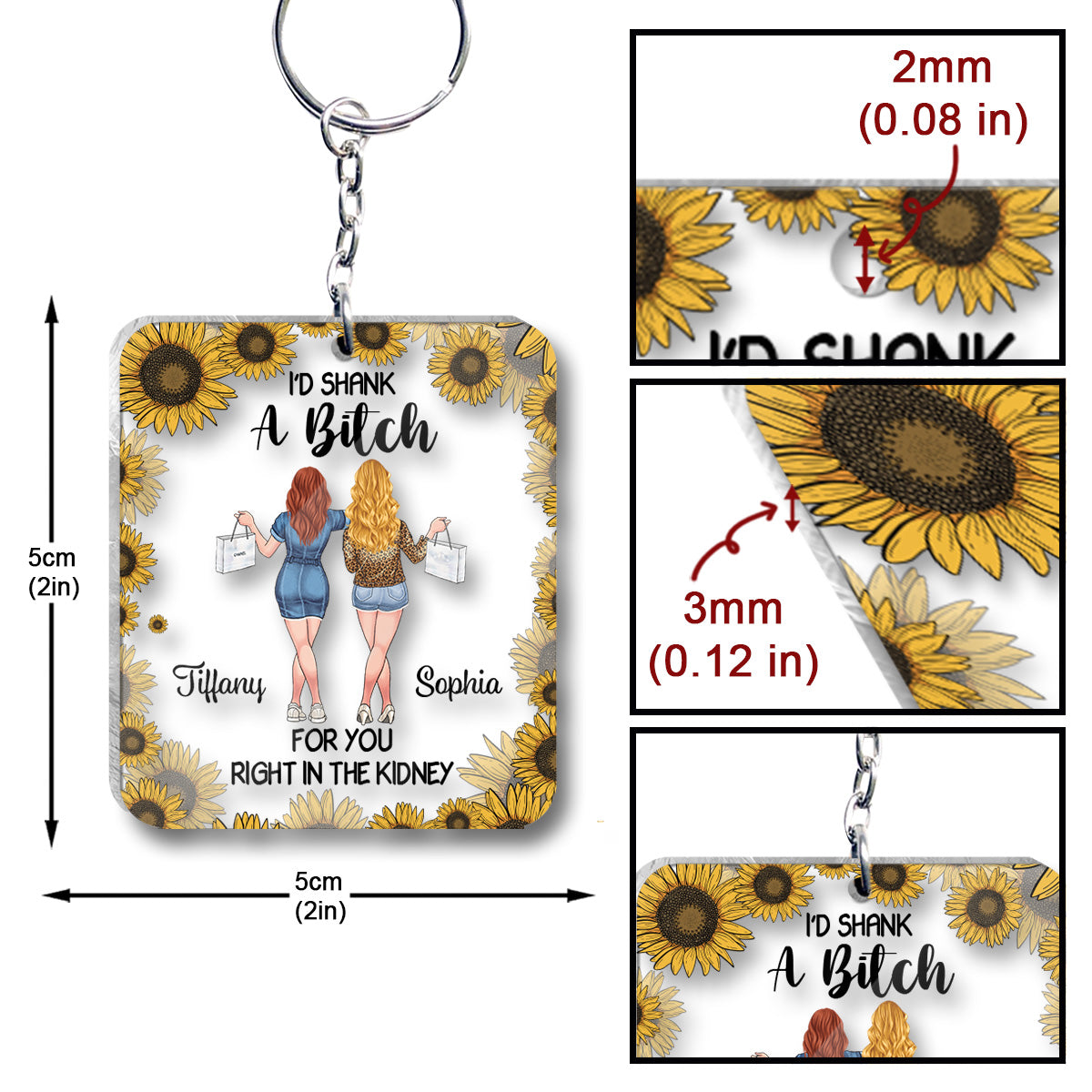 Ich würde für dich töten – Personalisierter transparenter Schlüsselanhänger für deine beste Freundin