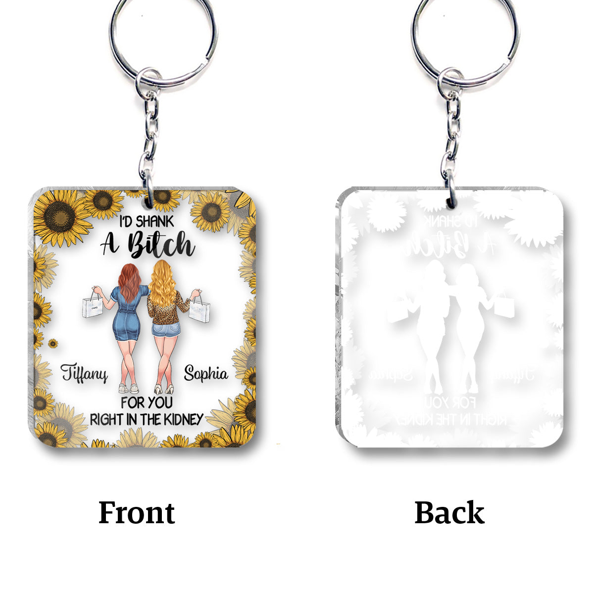 Ich würde für dich töten – Personalisierter transparenter Schlüsselanhänger für deine beste Freundin