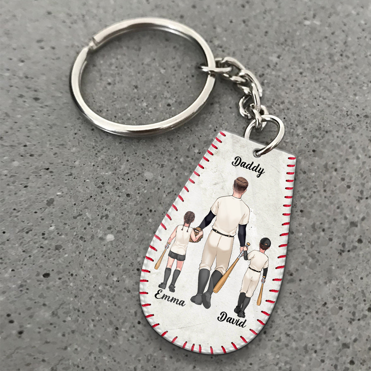 #1 Baseball Dad - Baseball gift for dad, grandpa - Personalized Keychain