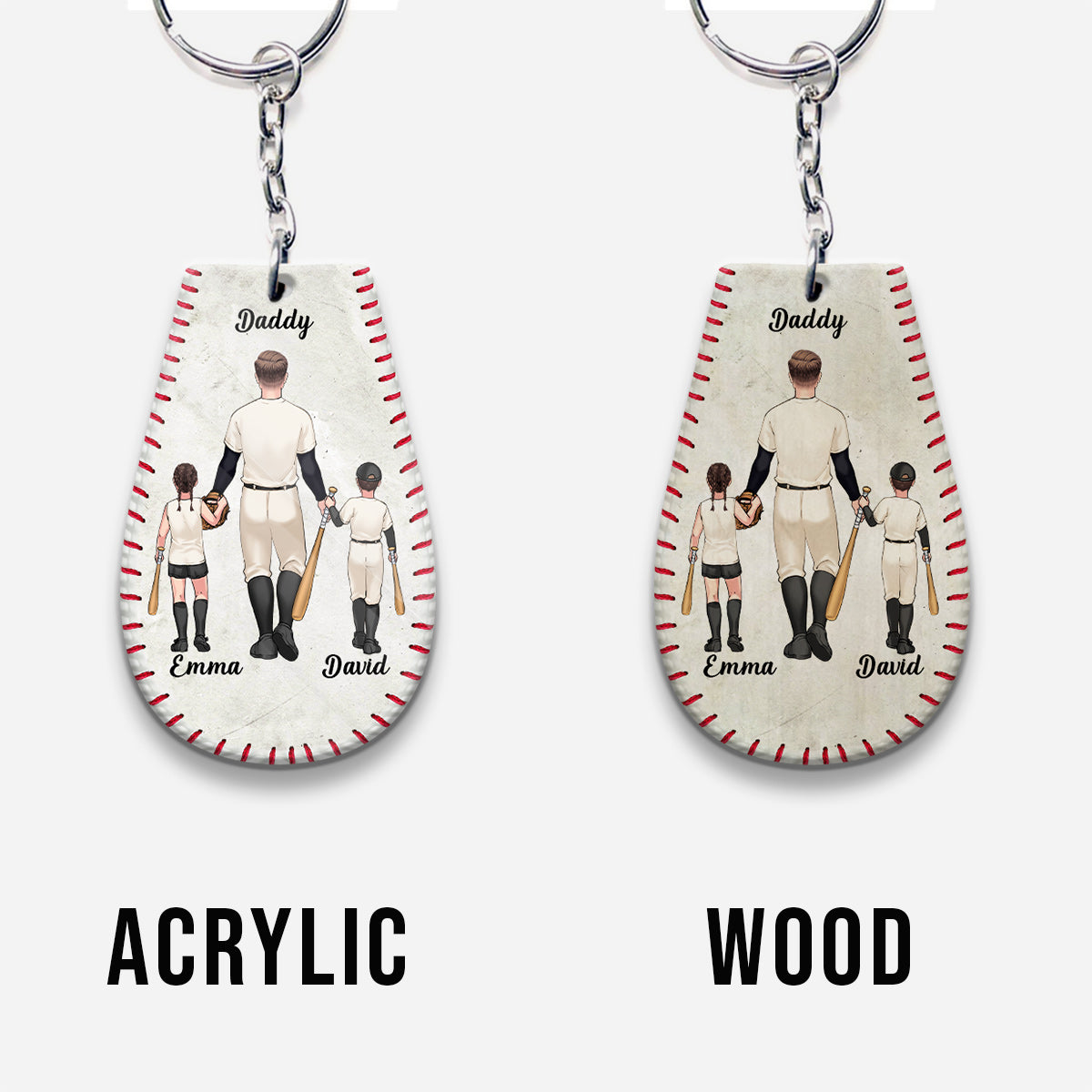 #1 Baseball Dad - Baseball gift for dad, grandpa - Personalized Keychain