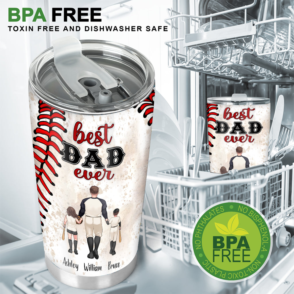 Best Dad Ever Baseball Dad - Personalized Baseball Tumbler