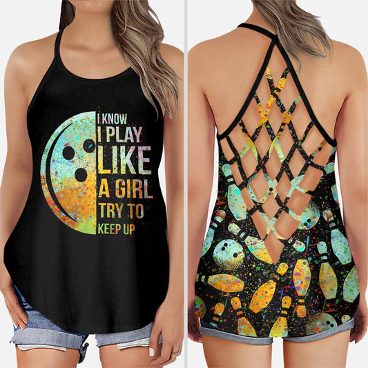 Play Like A Girl - Bowling Cross Tank Top