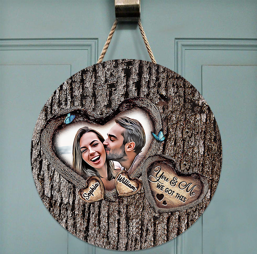 Gott segne den holprigen Weg – Personalisiertes rundes Holzschild für Paare