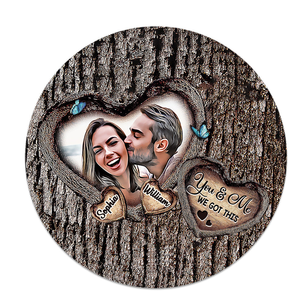 Gott segne den holprigen Weg – Personalisiertes rundes Holzschild für Paare