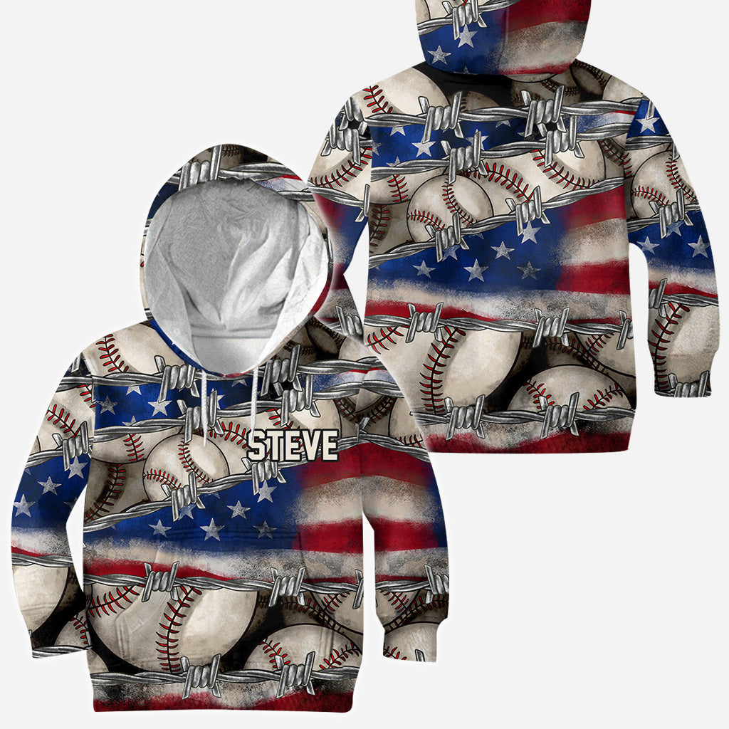 Stolz auf Amerika – Personalisiertes Baseball-Shirt mit Allover-Print